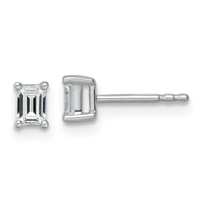 Goldia 14k White Gold 12 ctw Lab Grown Diamond VSSI G Emerald 4 Prong Heavy Wt Stud Earrings Earrings Goldia 14k White Gold 12 ctw Lab Grown Diamond VSSI G Emerald 4 Prong Heavy Wt Stud Earrings Earrings