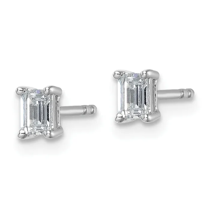 Goldia 14k White Gold 12 ctw Lab Grown Diamond VSSI G Emerald 4 Prong Heavy Wt Stud Earrings Earrings