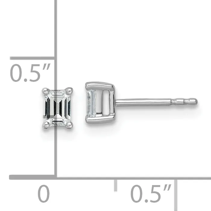 Goldia 14k White Gold 12 ctw Lab Grown Diamond VSSI G Emerald 4 Prong Heavy Wt Stud Earrings Earrings