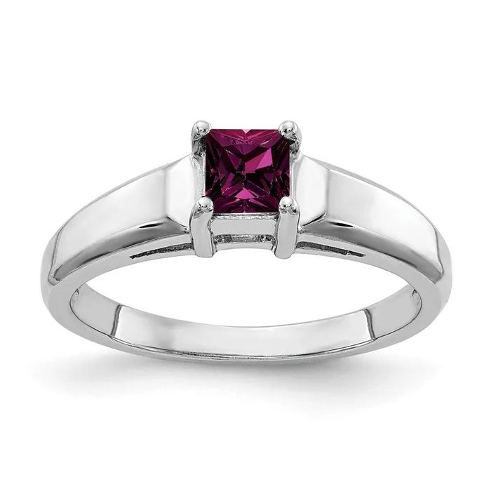 Goldia 14k White Gold 4mm Princess Cut Rhodolite Garnet ring Rings