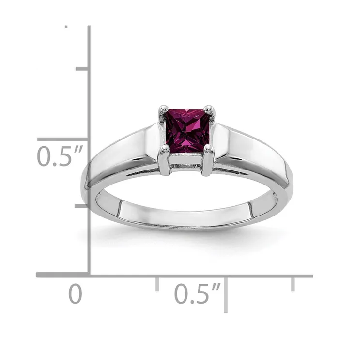 Goldia 14k White Gold 4mm Princess Cut Rhodolite Garnet ring Rings