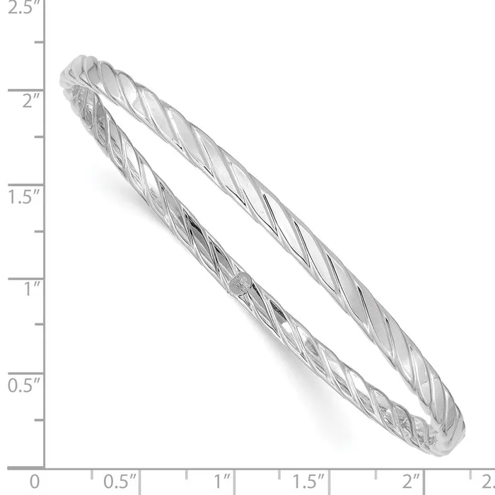 Goldia 14k White Gold 4mm Textured Twist Slipon Bangle Earrings