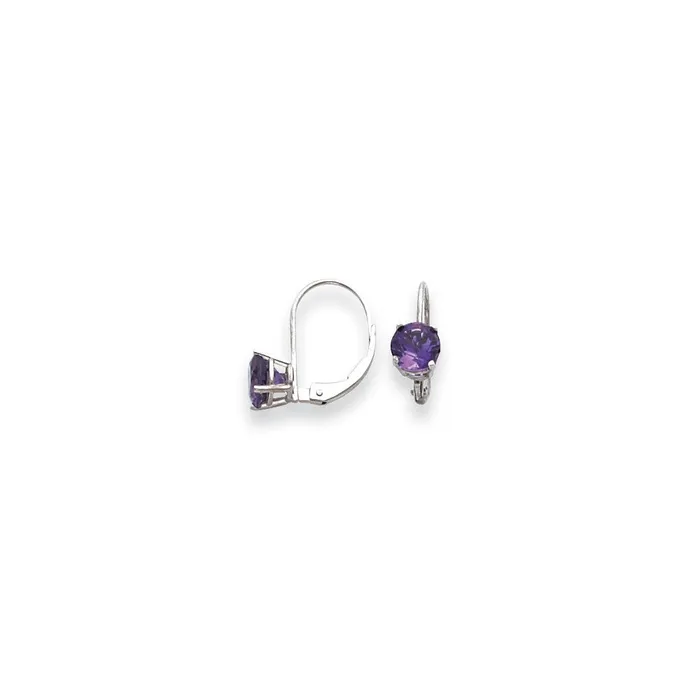 Goldia 14k White Gold 6mm Amethyst Checker leverback Earrings Earrings