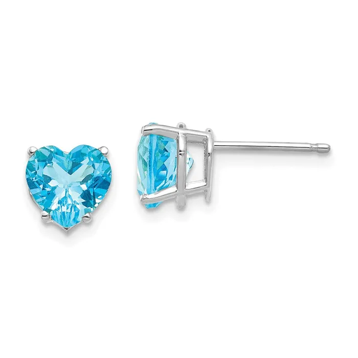 Goldia 14k White Gold 7mm Heart Blue Topaz Earrings Earrings