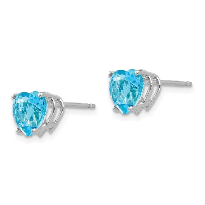 Goldia 14k White Gold 7mm Heart Blue Topaz Earrings Earrings