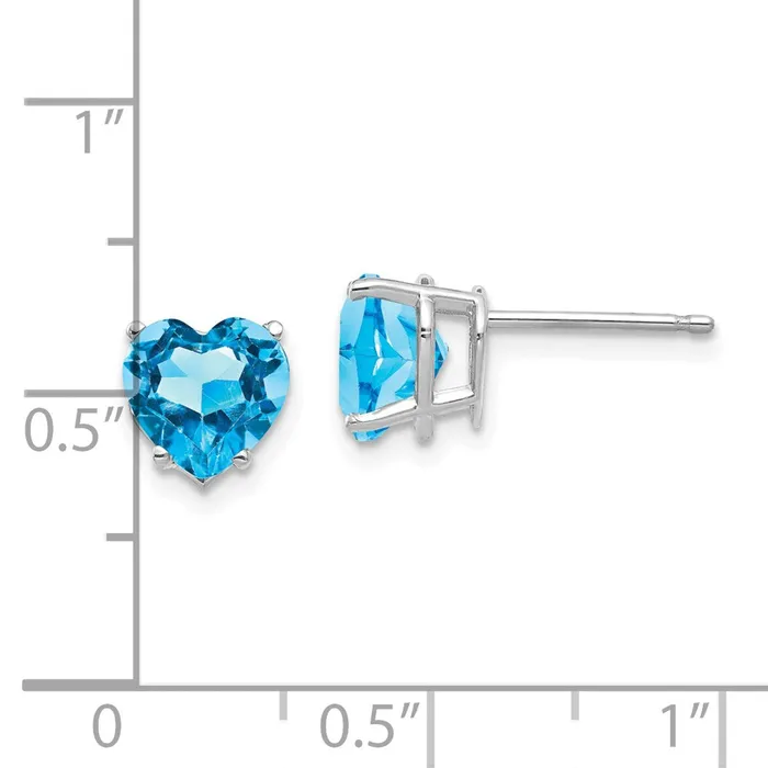 Goldia 14k White Gold 7mm Heart Blue Topaz Earrings Earrings