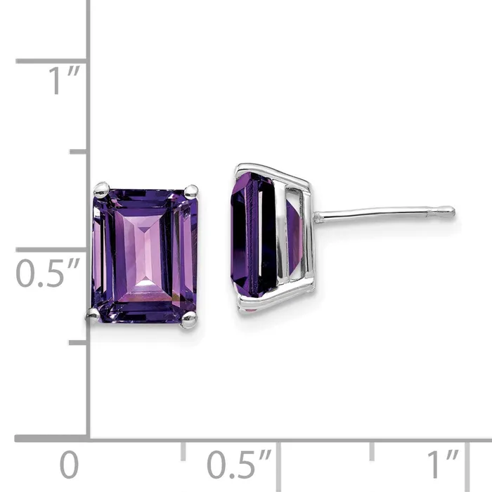 Goldia 14k White Gold 9x7mm Emerald Cut Amethyst Earrings Earrings