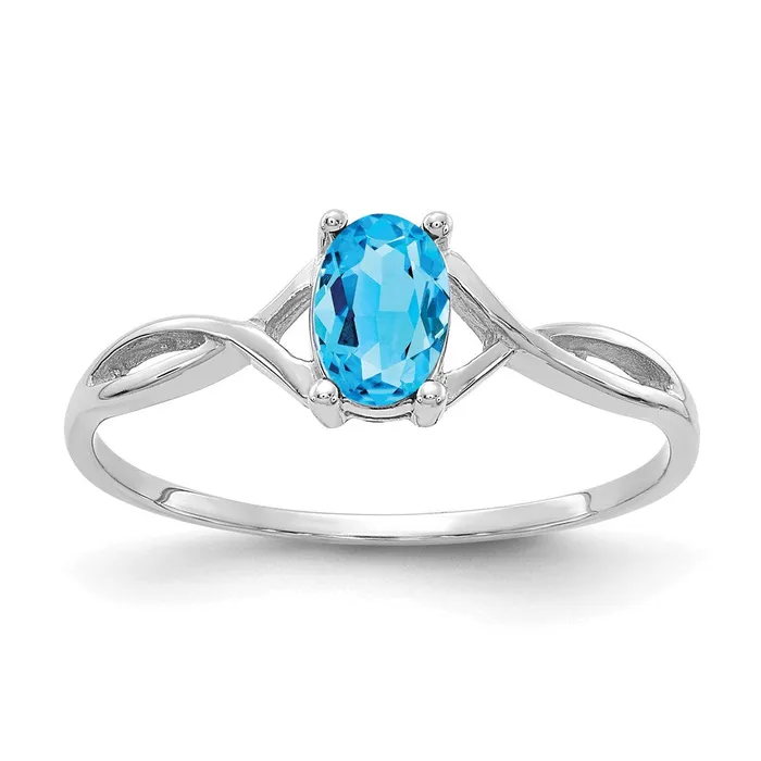 Goldia 14k White Gold Blue Topaz Birthstone Ring Rings