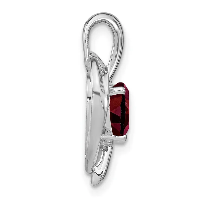Goldia 14k White Gold Garnet and Real Diamond Heart Pendant Necklaces