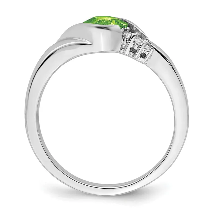 Goldia 14k White Gold Peridot and Real Diamond Ring Rings