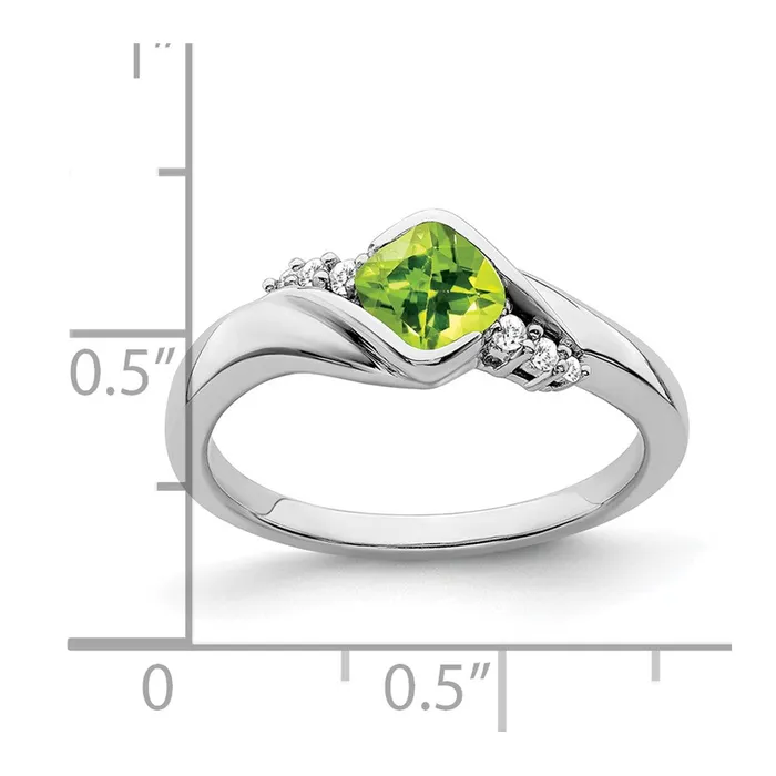 Goldia 14k White Gold Peridot and Real Diamond Ring Rings
