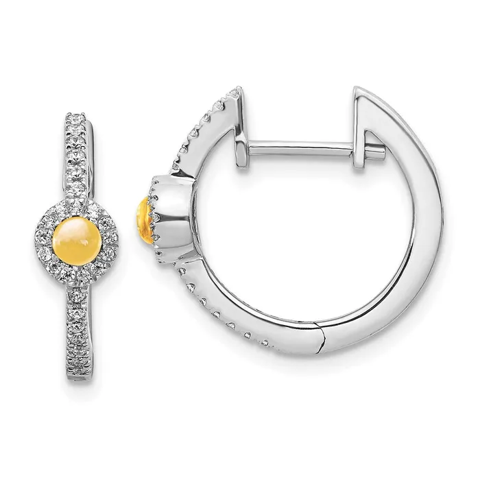 Goldia 14k White Gold Real Diamond and Cabochon Citrine Earrings Earrings Goldia 14k White Gold Real Diamond and Cabochon Citrine Earrings Earrings