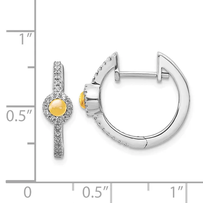 Goldia 14k White Gold Real Diamond and Cabochon Citrine Earrings Earrings
