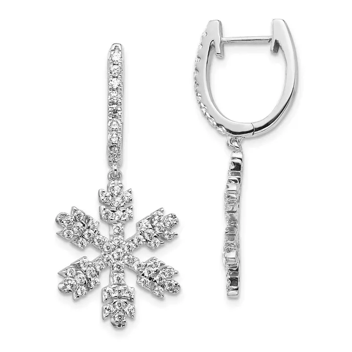 Goldia 14k White Gold Real Diamond Snowflake Earrings Earrings