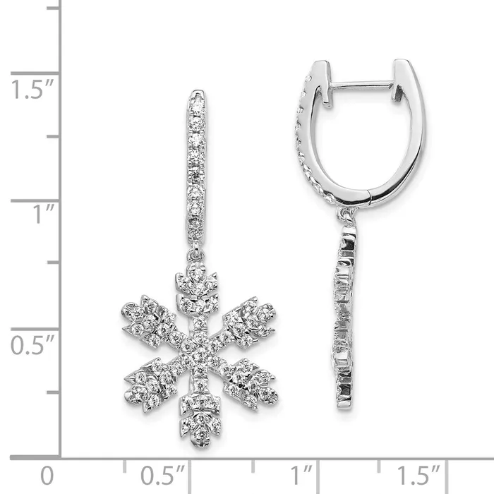 Goldia 14k White Gold Real Diamond Snowflake Earrings Earrings
