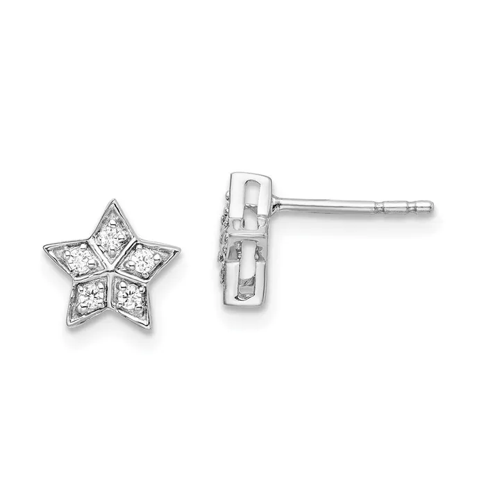 Goldia 14k White Gold Real Diamond Star Post Earrings Earrings