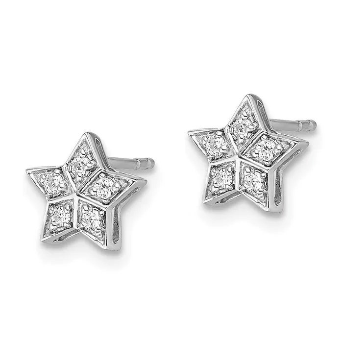 Goldia 14k White Gold Real Diamond Star Post Earrings Earrings