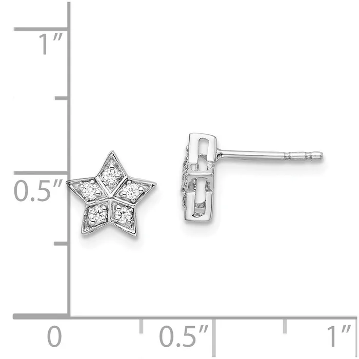 Goldia 14k White Gold Real Diamond Star Post Earrings Earrings