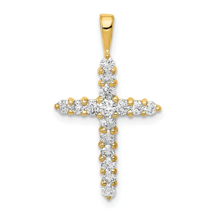 Goldia 14k Yellow Gold 12 Ct Lab Grown Diamond VSSI G Cross Pendant Necklaces Goldia 14k Yellow Gold 12 Ct Lab Grown Diamond VSSI G Cross Pendant Necklaces