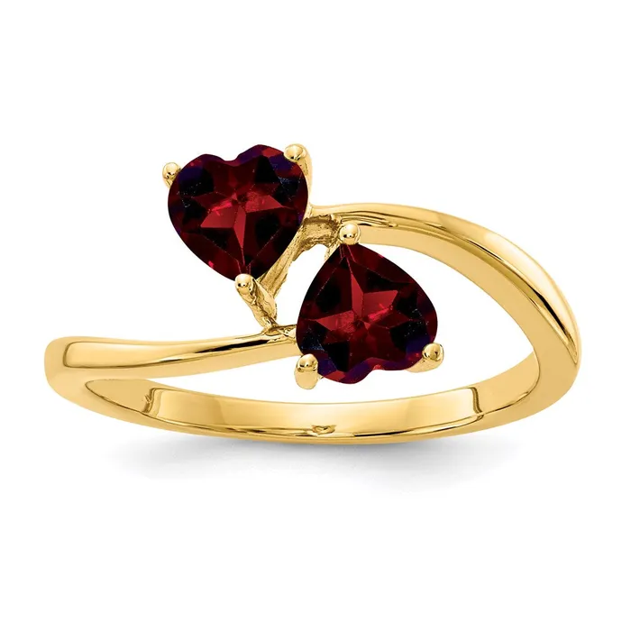 Goldia 14K Yellow Gold 5mm Heart Garnet ring Rings