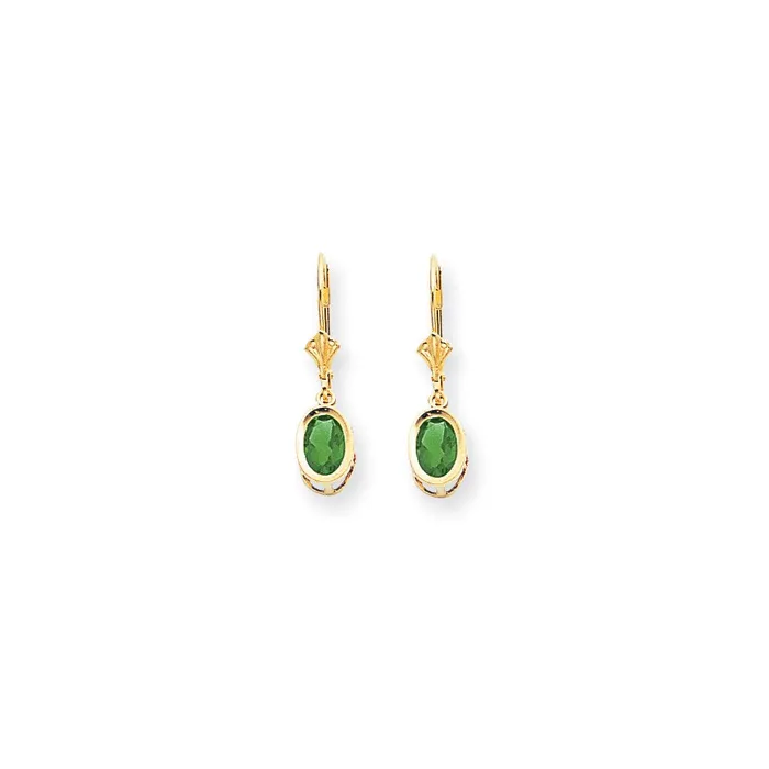 Goldia 14k Yellow Gold 7x5mm Oval Emerald leverback Earrings Earrings