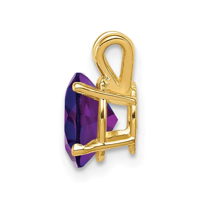 Goldia 14K Yellow Gold 8x6mm Oval Amethyst Checker pendant Necklaces