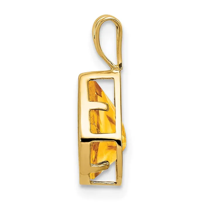 Goldia 14K Yellow Gold 9x6mm Pear Citrine bezel pendant Necklaces