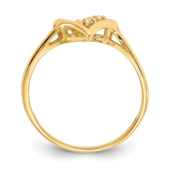 Goldia 14k Yellow Gold Polished AA Diamond heart ring Rings
