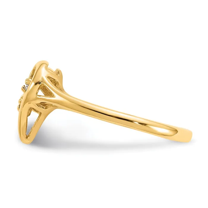 Goldia 14k Yellow Gold Polished AA Diamond heart ring Rings