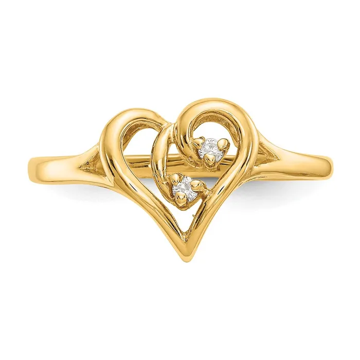 Goldia 14k Yellow Gold Polished AA Diamond heart ring Rings