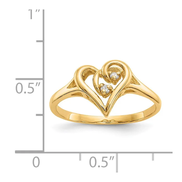 Goldia 14k Yellow Gold Polished AA Diamond heart ring Rings