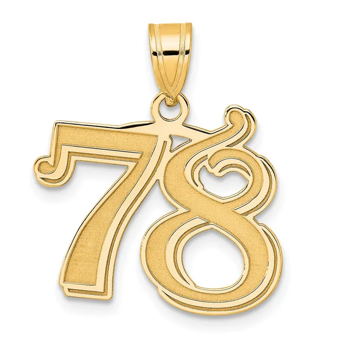 Goldia 14k Yellow Gold Polished Etched Number 78 Pendant PreStyled Sets