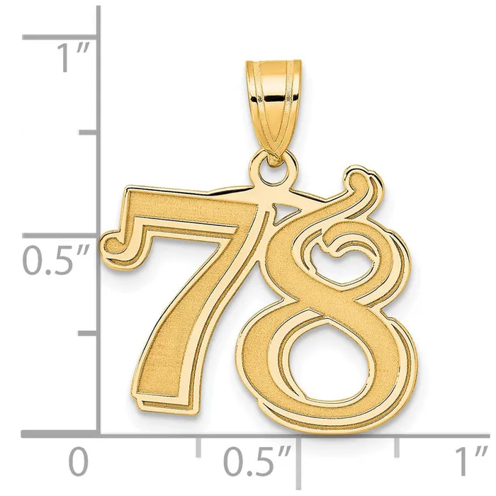 Goldia 14k Yellow Gold Polished Etched Number 78 Pendant PreStyled Sets