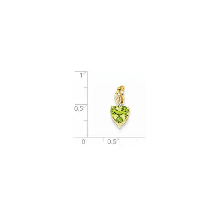 Goldia 14K Yellow Gold Real Diamond and Peridot Heart Pendant Necklaces