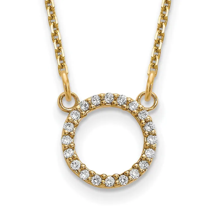 Goldia 14K Yellow Gold Real Diamond Open Circle Necklace Necklaces