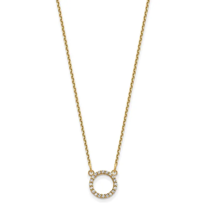 Goldia 14K Yellow Gold Real Diamond Open Circle Necklace Necklaces