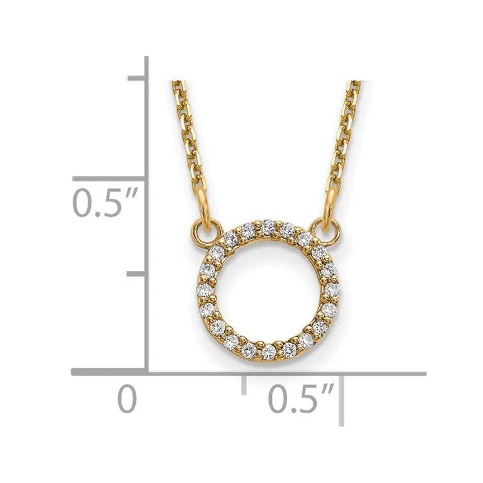 Goldia 14K Yellow Gold Real Diamond Open Circle Necklace Necklaces
