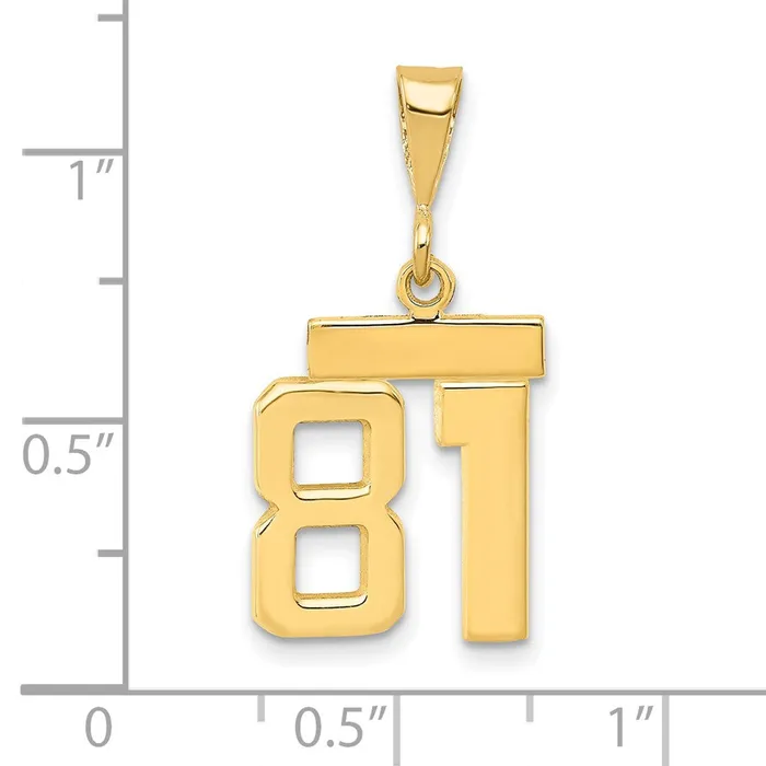 Goldia 14k Yellow Gold Small Polished Number 81 Charm Charm Necklaces