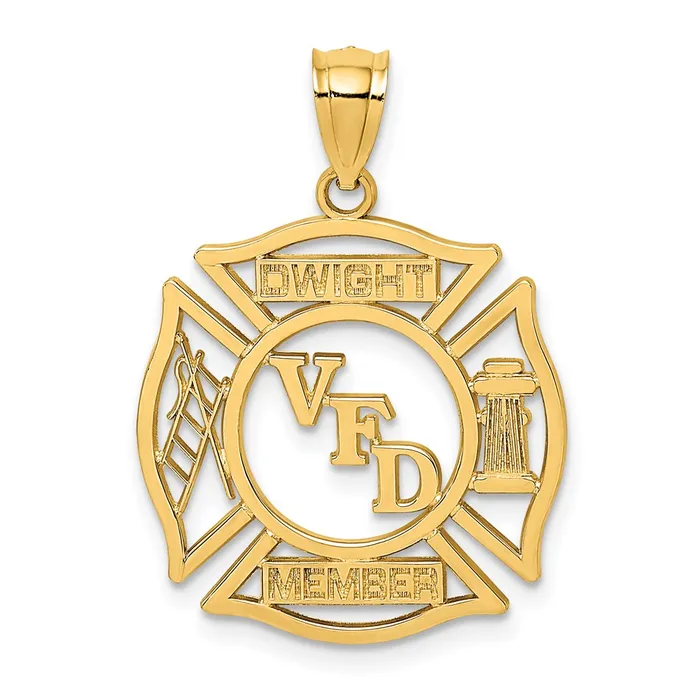 Goldia 14k Yellow Gold VFD DWIGHT MEMBER In Shield Charm Charm Necklaces