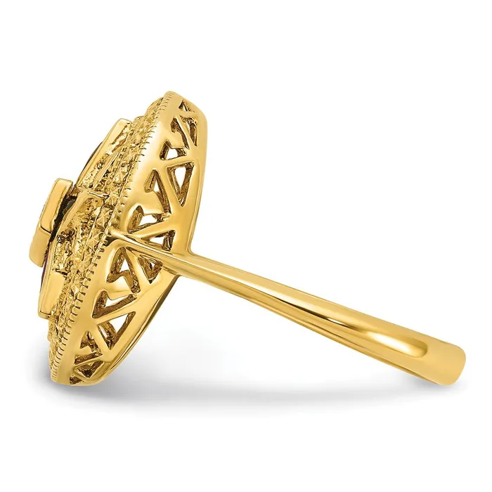 Goldia 14k Yellow Gold Womens Polished and Textured with Multicolor CZ and Diamond Eastern Star Masonic Ring Rings