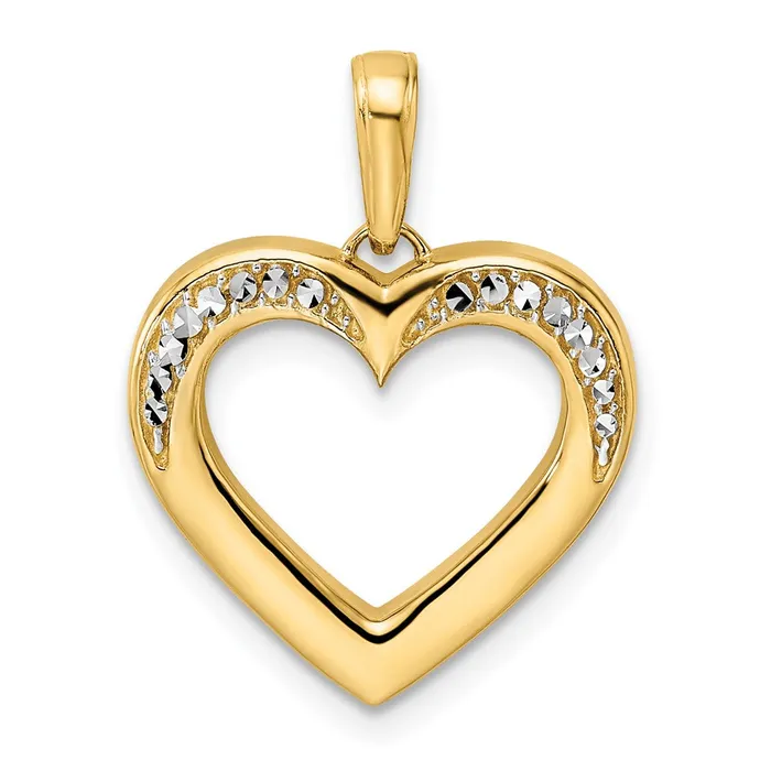 Goldia 14k Yellow Rhodium Gold and White Rhodium Diamondcut Fancy Heart Pendant Necklaces Goldia 14k Yellow Rhodium Gold and White Rhodium Diamondcut Fancy Heart Pendant Necklaces