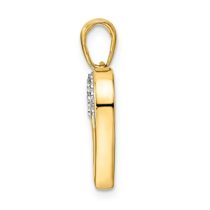 Goldia 14k Yellow Rhodium Gold and White Rhodium Diamondcut Fancy Heart Pendant Necklaces