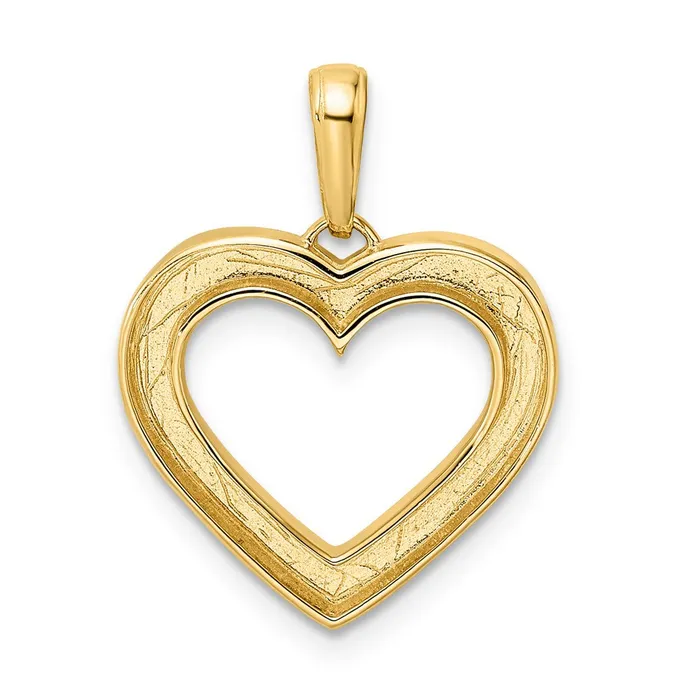 Goldia 14k Yellow Rhodium Gold and White Rhodium Diamondcut Fancy Heart Pendant Necklaces