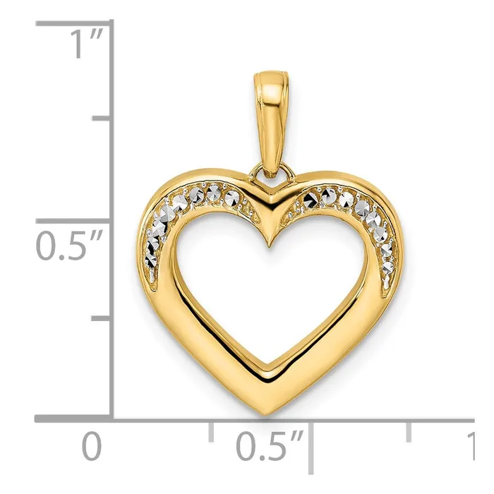 Goldia 14k Yellow Rhodium Gold and White Rhodium Diamondcut Fancy Heart Pendant Necklaces
