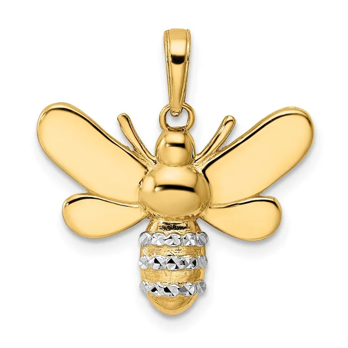 Goldia 14k Yellow u0026 Rhodium Gold and White Rhodium Diamondcut Bumblebee Pendant Necklaces Goldia 14k Yellow u0026 Rhodium Gold and White Rhodium Diamondcut Bumblebee Pendant Necklaces