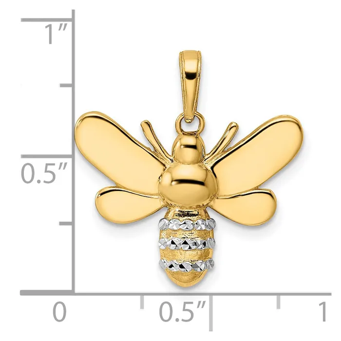 Goldia 14k Yellow u0026 Rhodium Gold and White Rhodium Diamondcut Bumblebee Pendant Necklaces