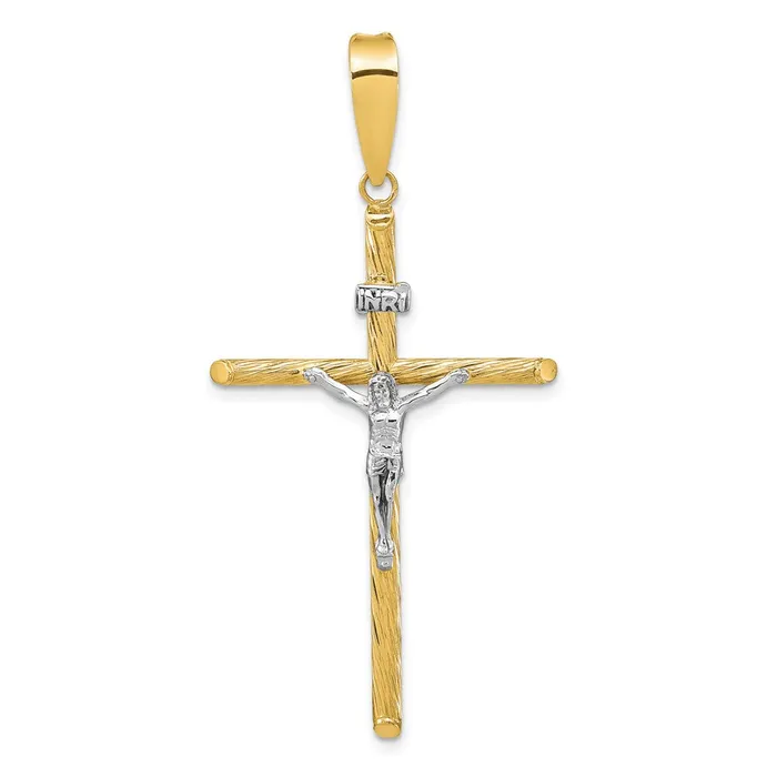 Goldia 14k Yellow u0026 Rhodium Gold wWhite Rhod Polished u0026 Textured INRI Crucifix Cross Pendant Necklaces Goldia 14k Yellow u0026 Rhodium Gold wWhite Rhod Polished u0026 Textured INRI Crucifix Cross Pendant Necklaces