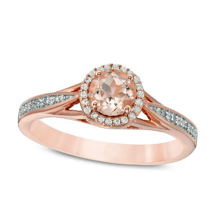Goldia 50mm Morganite and 005 CT TW Natural Diamond Frame Engagement Ring in Solid 10K Rose Gold Rings Goldia 50mm Morganite and 005 CT TW Natural Diamond Frame Engagement Ring in Solid 10K Rose Gold Rings