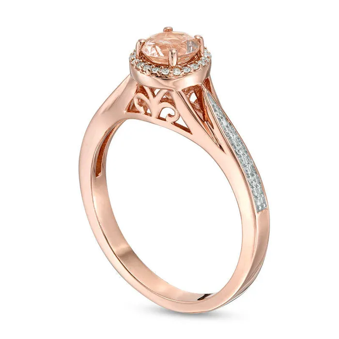 Goldia 50mm Morganite and 005 CT TW Natural Diamond Frame Engagement Ring in Solid 10K Rose Gold Rings Goldia 50mm Morganite and 005 CT TW Natural Diamond Frame Engagement Ring in Solid 10K Rose Gold Rings