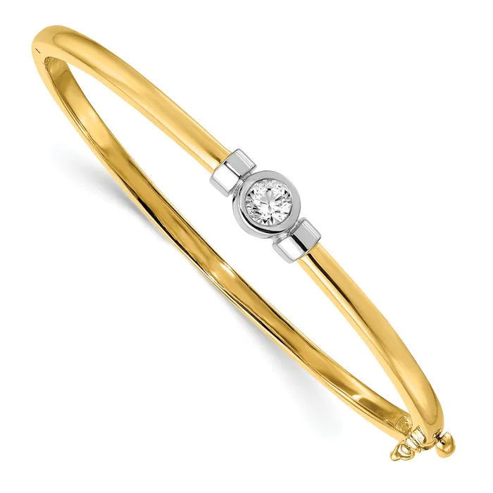 Goldia Bracelets 14k TwoTone 12 Ct Lab Grown Diamond VSSI G Bezel Bangle Bracelet
